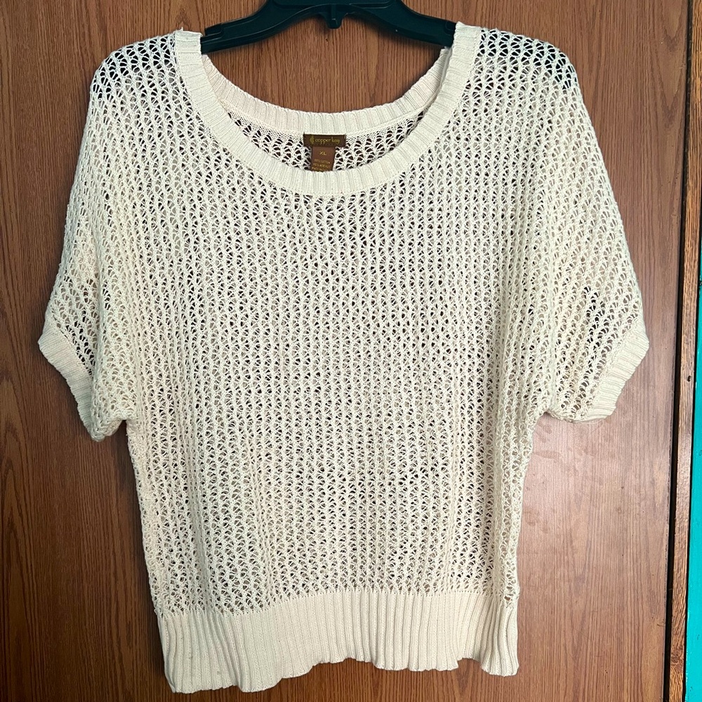 Copper Key Ivory Crochet Top - XL